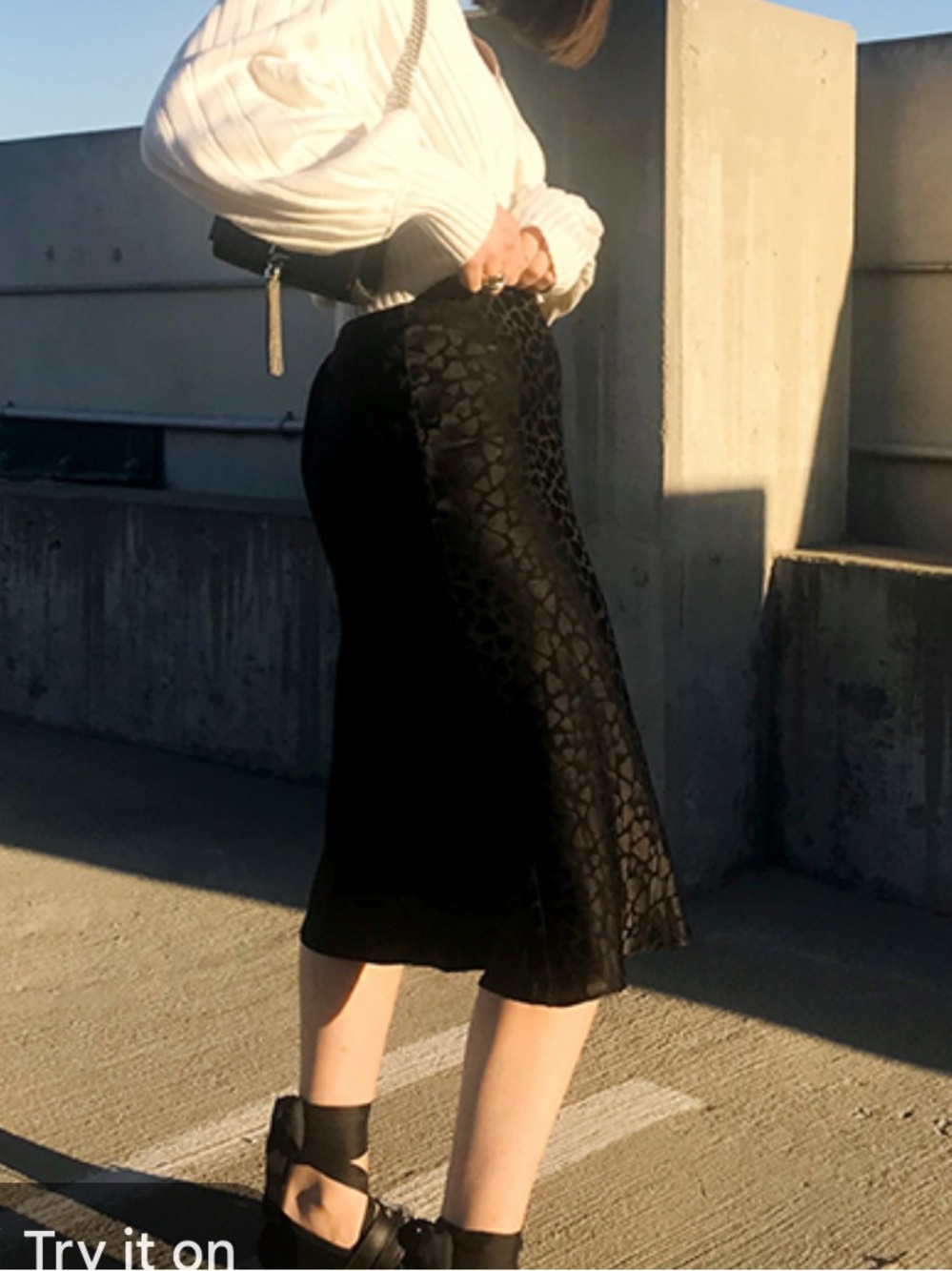Realisation Par 100% silk black heart skirt